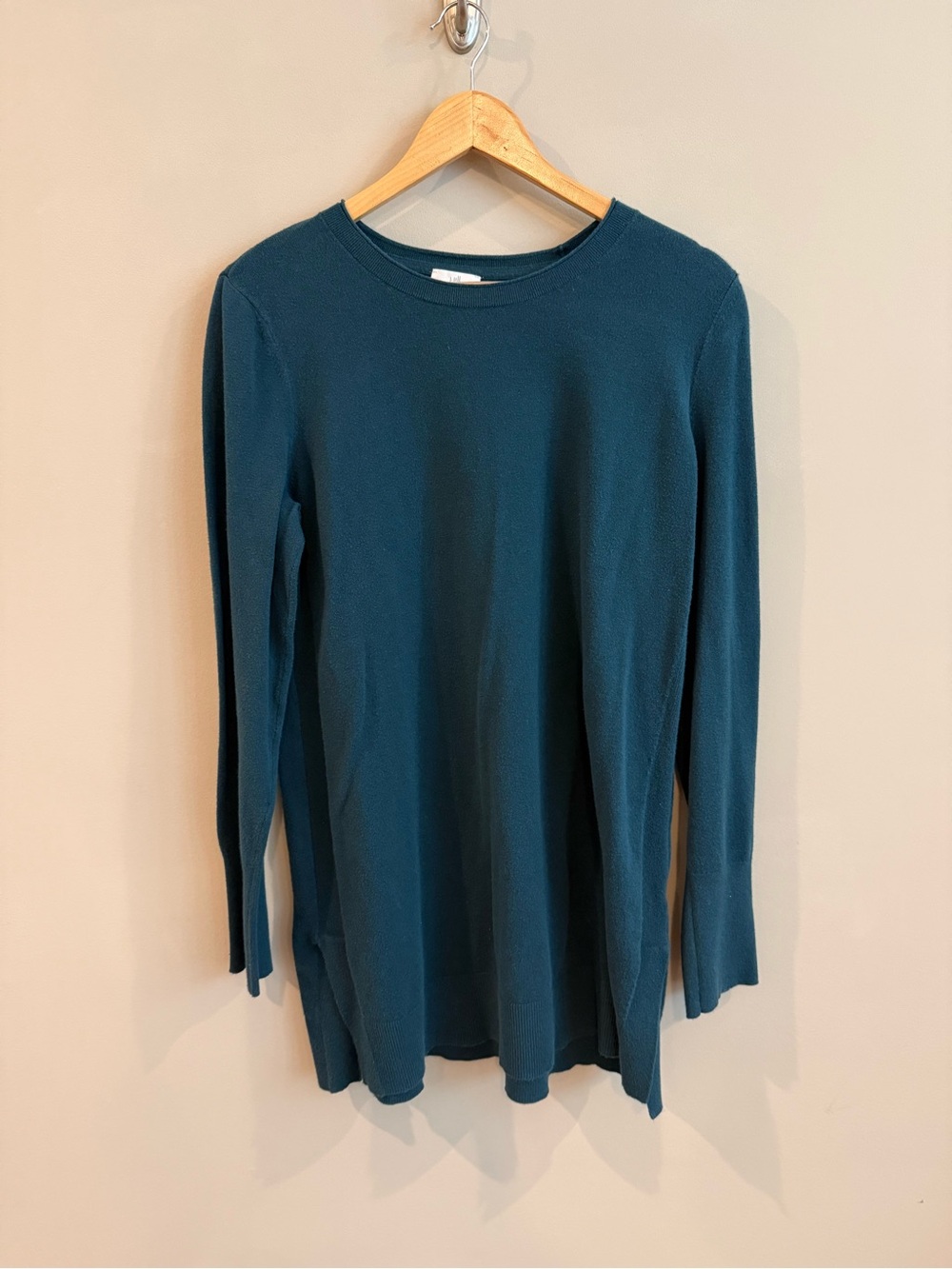 J. Jill Cotton Blend Long Sleeve Tunic in Deep Teal size Medium Tall